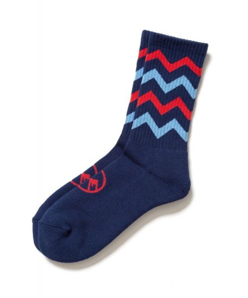 画像1: 【2月28日まで期間限定30%OFF】 F-LAGSTUF-F ZIG-ZAG SOX BLUE×RED (1)