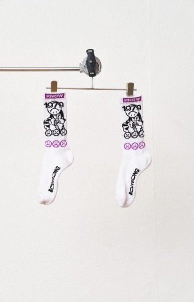 画像1: 【2月28日まで期間限定20%OFF】BODYSONG.　SOCKS!!!　STEREO White (1)