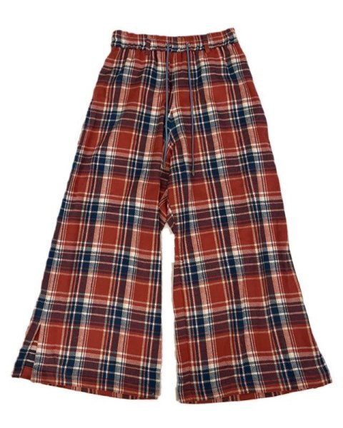 画像1: el conductorH COTTON CHECK FLANNEL WIDE TROUSERS BLU/RED boys EXCLUSIYE (1)