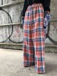 画像2: el conductorH COTTON CHECK FLANNEL WIDE TROUSERS BLU/RED boys EXCLUSIYE (2)