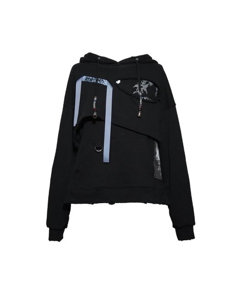 画像1: rurumu: bind rune layered hoodie black (1)