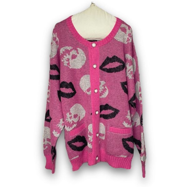 画像1: 【2月28日まで期間限定40%OFF】el conductorH　MOHAIR KNIT CREWNECK CARDIGAN 'LIPS 　PINK (1)