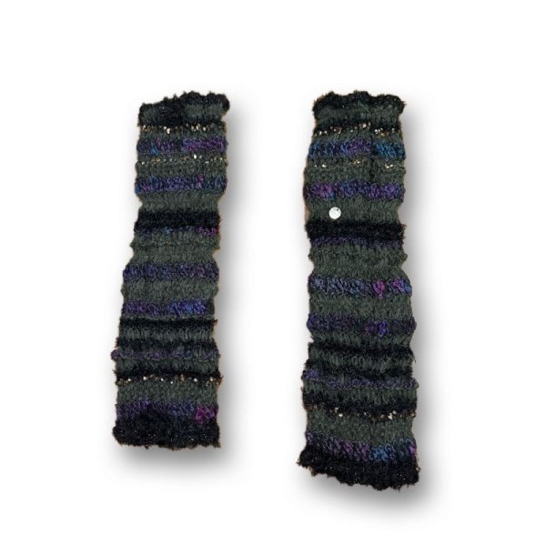 画像1: rurumu:  weave yarn arm warmers black (1)