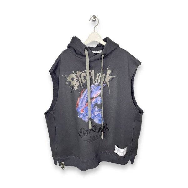 画像1: beauty:beast　DARK KNIGHT SLEEVE-LESS HOODED　D.GRAY (1)