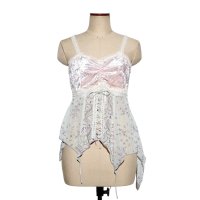 rurumu: 24SS fairy grunge lace up camisole light pink
