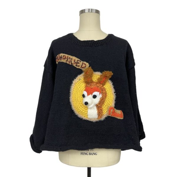 画像1: 【2月28日まで期間限定30%OFF】KIDILL 24AW　KL871 BAMBI HAND KNITTED SWEATER　BLACK (1)