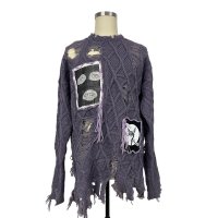 KIDILL 25AW　KL911 DESTROY PULLOVER KNIT COLLABRATION WITH rurumu: ARTWORK JAME REID.　PURPLE