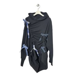 画像1: BASEMARK　24BF17 REMAKE RIBBON HOODIE　BLACK