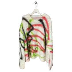 画像1: TENDER PERSON　MONSTERN PAINTING KNIT PULLOVER　GREEN×RED