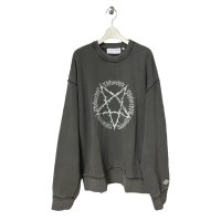 el conductorH　PD24AC04 PIGMENT DYE COTTON CREWNECK SWEATER 'PENTAGRAM　BK