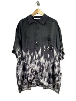 画像1: el conductorH OPEN COLLAR SHORT SLEEVE SHIRT'FLAME BK