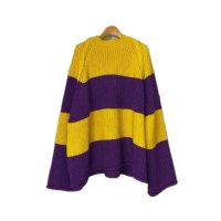 KIDILL 22AW KL632 Border Pullover Knit Insist on British Wool Yellow×Purple