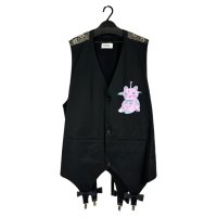 【予約発売（2025年2月入荷予定）】KIDILL 25SS　KL923 GARTER GILET LOLITA GIRL ARTWORK BY KAE TANAKA　BLACK×STRAWBERRY THIEF