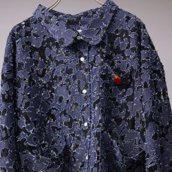 画像3: 【予約発売（2025年2月〜4月入荷予定）】BODYSONG.  25SS　BS250108 MELTED BONDED DENIM FLORAL SHIRT　NAVY