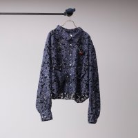 【予約発売（2025年2月〜4月入荷予定）】BODYSONG.  25SS　BS250108 MELTED BONDED DENIM FLORAL SHIRT　NAVY