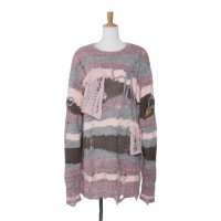 rurumu: 24AW rrm24AW-KN04 ribbon embroidery damaged mohair sweater　smoky pink