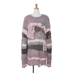 画像1: rurumu: 24AW rrm24AW-KN04 ribbon embroidery damaged mohair sweater　smoky pink