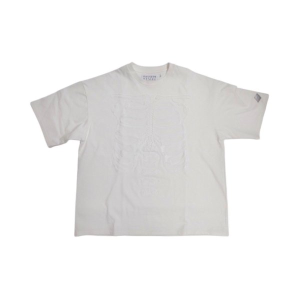 画像1: el conductorH　CORD EMBROIDERED T-SHIRT 'BONES　WHT (1)