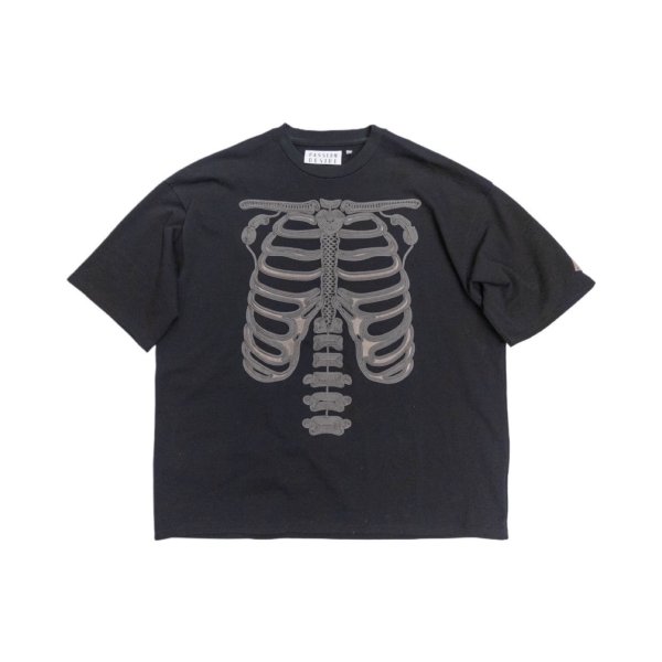 画像1: el conductorH　CORD EMBROIDERED T-SHIRT 'BONES　BK (1)