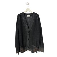 blank　BURNT DAMAGED LAME CARDIGAN 　BLACK