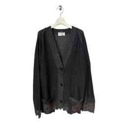 画像1: blank　BURNT DAMAGED LAME CARDIGAN 　BLACK