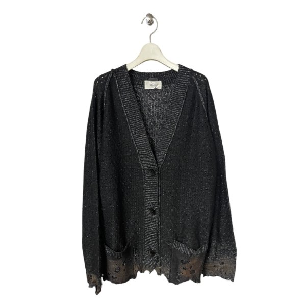 画像1: 【2月28日まで期間限定20%OFF】blank　BURNT DAMAGED LAME CARDIGAN 　BLACK (1)