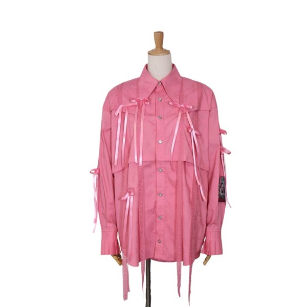 画像1: rurumu: 24AW rrm24AW-SH01 ribbon core detachable shirts　pink (1)