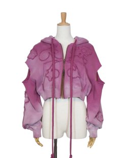 画像2: rurumu: 24AW　rrm24AW-HD01 Ainsel applique gradation hoodie　magenta