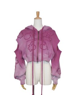 画像1: rurumu: 24AW　rrm24AW-HD01 Ainsel applique gradation hoodie　magenta