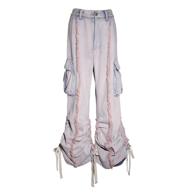 画像1: rurumu: 24SS rrm24SS-PT01 drawstring denim pants　pink (1)