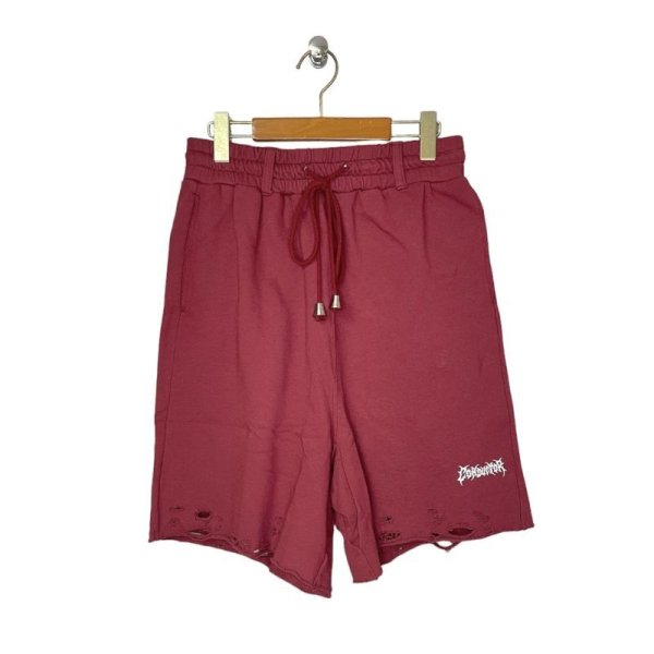 画像1: el conductorH　PD24MP01 COTTON DESTROYED SHORTS　MAROON (1)