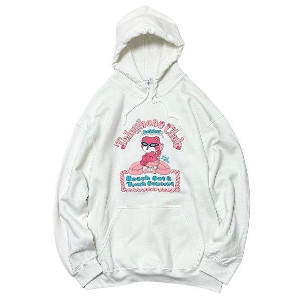 画像1: LABRAT　× foxy illustrations "Telephone Club" Hoodie　white (1)