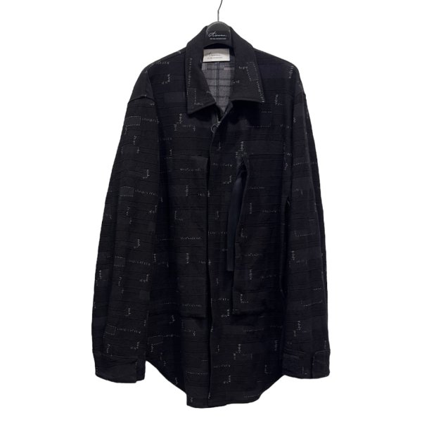 画像1: 【予約発売（2025年3月入荷予定）】Azuma.　25SH-SH-02 CRAST JACQUARD HELI CREW SHIRT　BLACK (1)