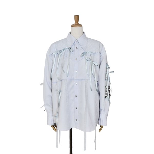 画像1: rurumu: 24AW rrm24AW-SH01 ribbon core detachable shirts　light blue (1)