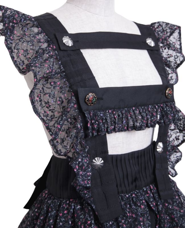 rurumu: 22SS frill check apron black - boys in the band