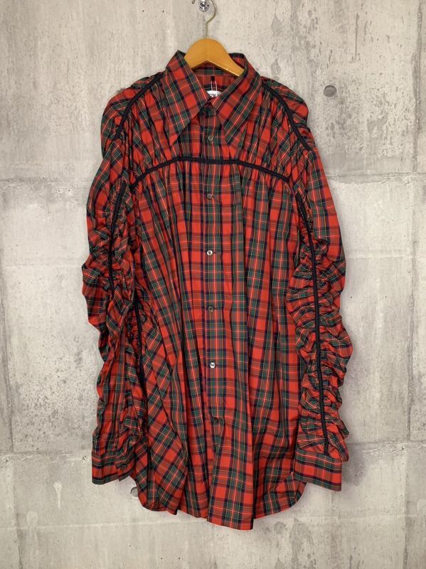 KIDILL 23SS KL693 GATHERED SHIRT RED CHECK - boys in the band